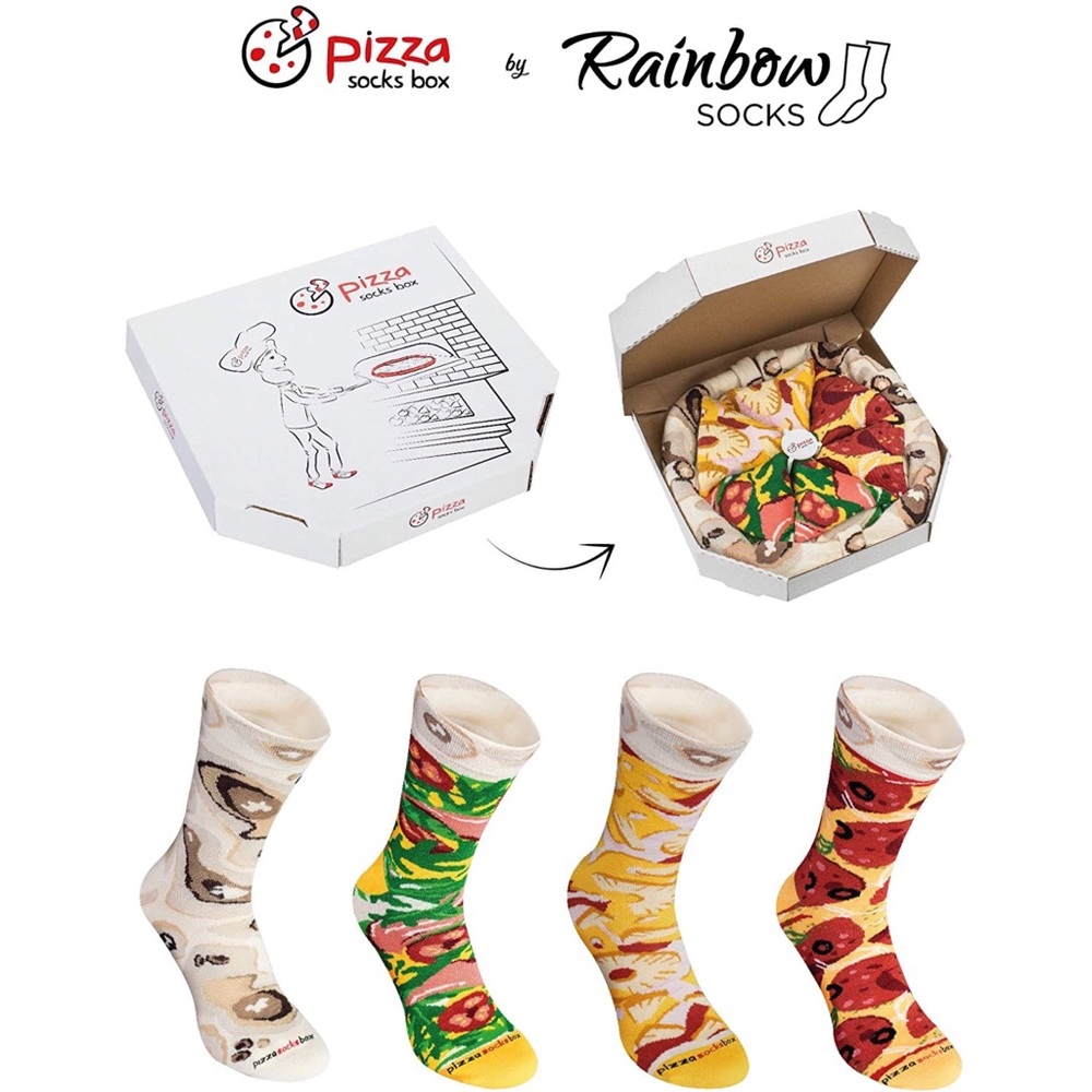 Rainbow + Pizza Box Socks